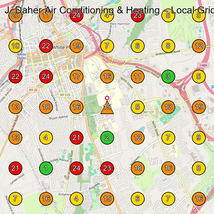 J. Daher Air Conditioning & Heating Hvac Contractor GeoGrid ranking map for White Plains NY